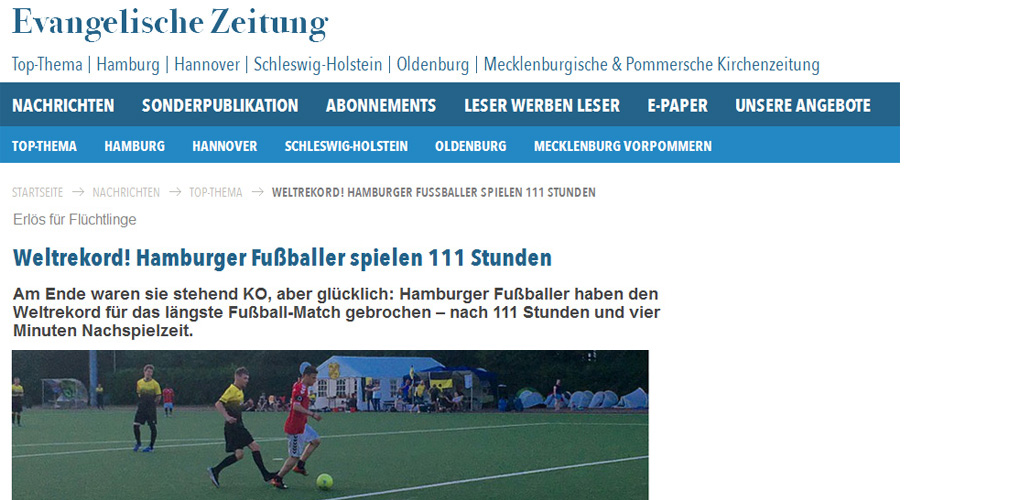 Weltrekord! Hamburger Fuballer spielen 111 Stunden - Evangelishe Zeitung