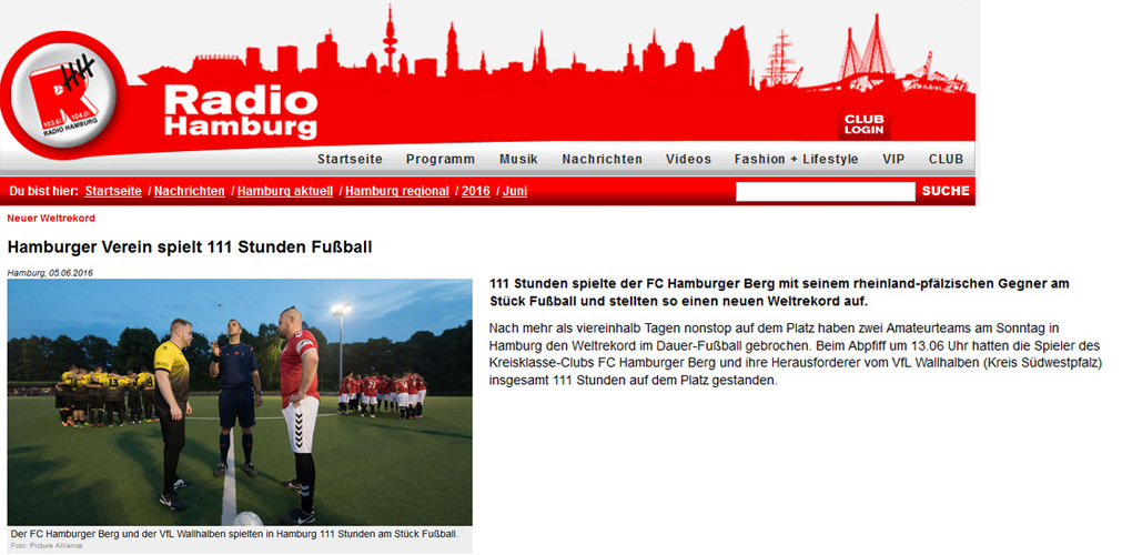 Hamburger Verein spielt 111 Stunden Fuball - Radio Hamburg