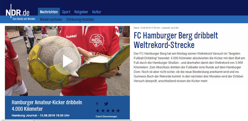FC Hamburger Berg dribbelt Weltrekord-Strecke - NDR