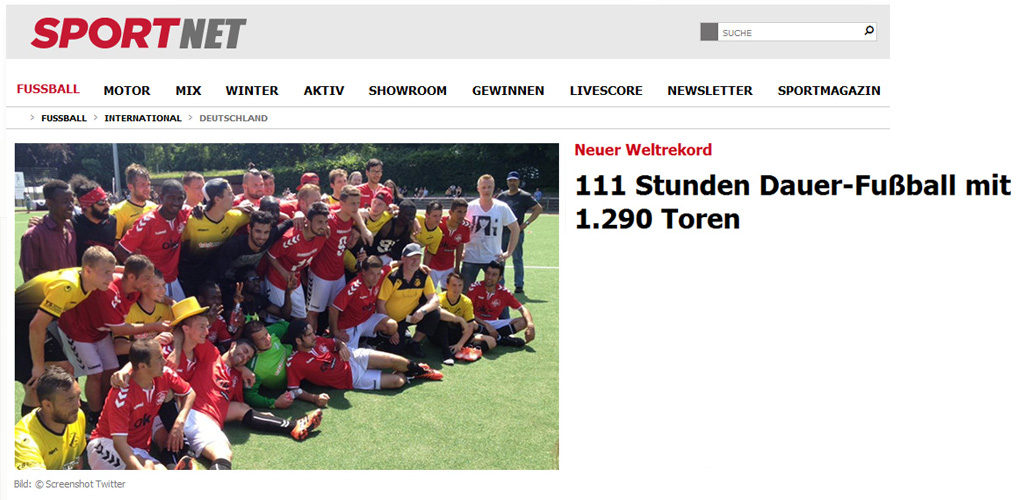 111 Sunden Dauer-Fu�ball mit 1290 Toren - Sportnet